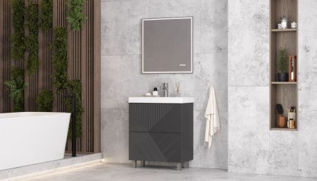 Тумба под раковину Velvex EDGE tn.EDG.9696.70.2Y графит 70х40 напольная цвет серый