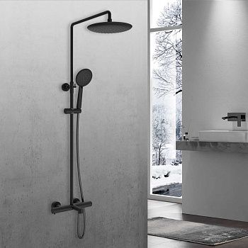 Душевая стойка Vincea Desire VSFS-1D1TMB настенная цвет черный с термостатом