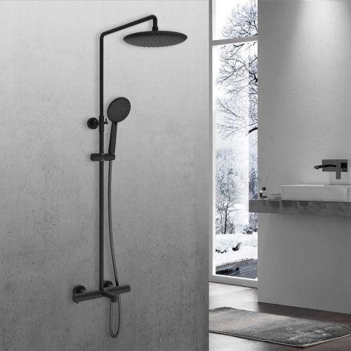 Душевая стойка Vincea Desire VSFS-1D1TMB настенная цвет черный с термостатом