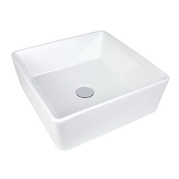 Раковина из сантехнического фарфора Bond Cube S54-390 40х40 накладная цвет белый без отверстий под смеситель