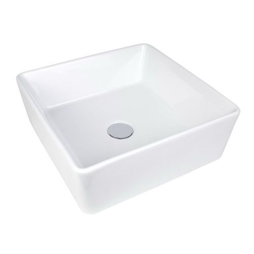 Раковина из сантехнического фарфора Bond Cube S54-390 40х40 накладная цвет белый без отверстий под смеситель