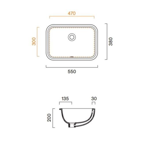 Раковина керамическая Catalano Italy 727550001 60 см встраиваемая цвет белый без отверстий под смеситель - фото 2