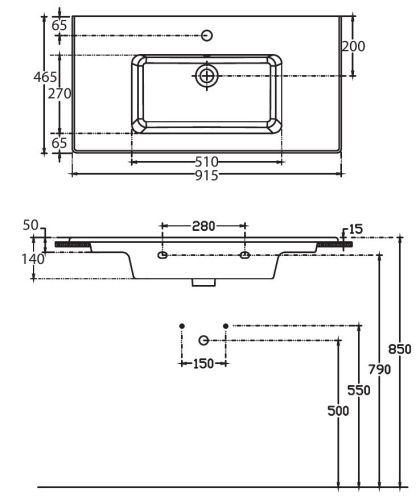 Раковина керамическая Allen Brau Fantasy 4.11026.20 90х50 полувстраиваемая цвет белый 1 отверстие под смеситель - фото 3