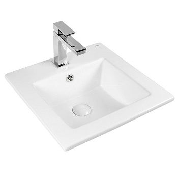 Раковина из сантехнического фарфора Bond Cube S06-410 40х40 встраиваемая цвет белый 1 отверстие под смеситель