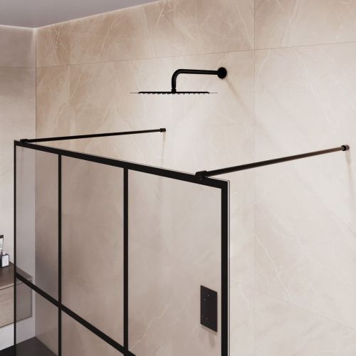 Душевая перегородка RGW Walk In 35101810-84 100х200 стекло с рисунком профиль черный - фото 5