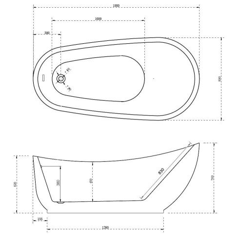 Ванна акриловая Abber AB9288 180х90 отдельностоящая овальная с каркасом - фото 5