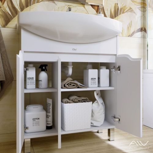 Тумба с раковиной Alavann Crystal ALV0953000 70х40 напольная цвет белый - фото 2