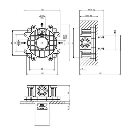 Встраиваемая часть для смесителя Gessi Emporio Via manzoni 38315#031