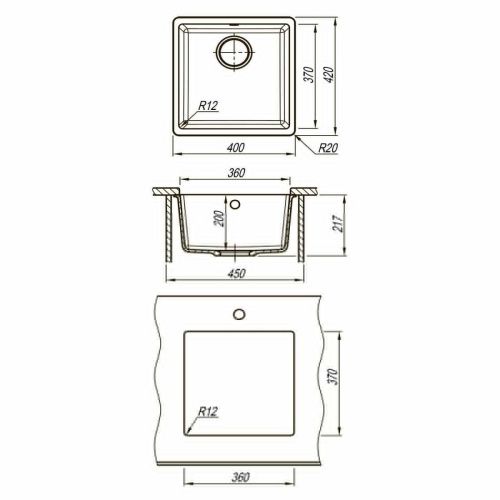 Кухонная мойка LeMark Sinara 400-u 9910063 40х40 цвет серый поверхность матовая - фото 4
