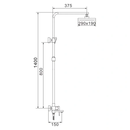 Душевая стойка Rose R2836H настенная цвет черный