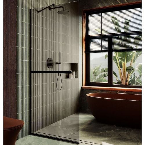 Душевая перегородка Maybah Glass MGD-721-6у 70х195 стекло тонированное профиль черный