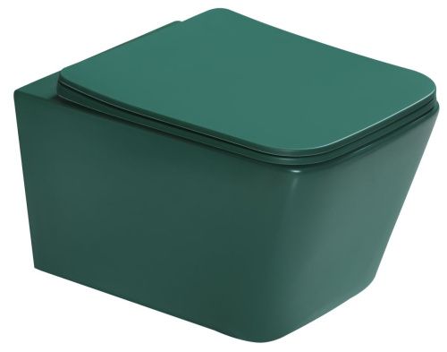Унитаз подвесной SantiLine SL-5007G цвет зеленый с сиденьем микролифт безободковый смыв воронка-водоворот - фото 5