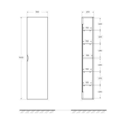 Шкаф-пенал Cezares IDRA 55824 40х140 - фото 2
