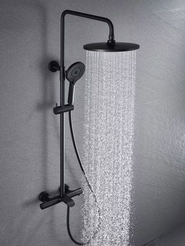 Душевая стойка Vincea Esse VSFS-1E1TMB настенная цвет черный с термостатом - фото 2
