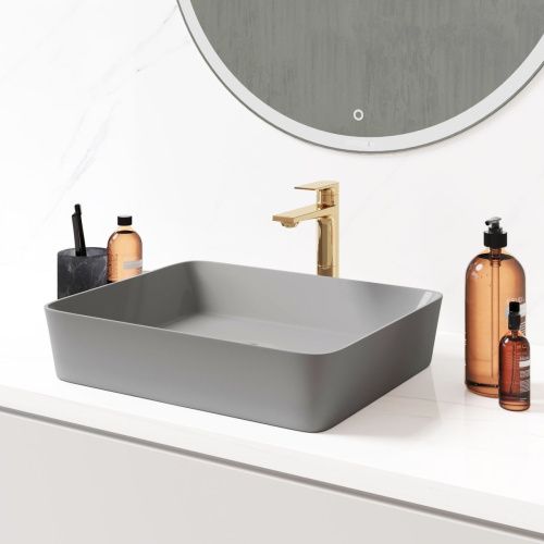 Раковина из сантехнического фаянса Grossman Color GR-3016GM 50х40 накладная цвет серый без отверстий под смеситель - фото 3