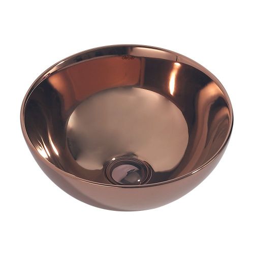 Раковина из сантехнического фаянса Abber BEQUEM AC2106RG 30х30 накладная цвет розовое золото без отверстий под смеситель - фото 2