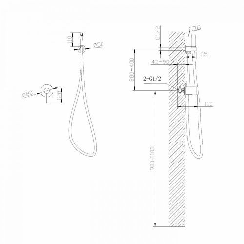 Гигиенический душ со смесителем Abber Emotion AF8825NG никель - фото 4