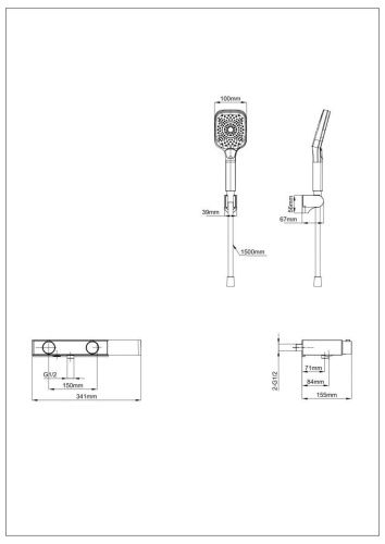 Смеситель для ванны Wonzon & Woghand WW-B2551-BGG настенный серый с термостатом - фото 2