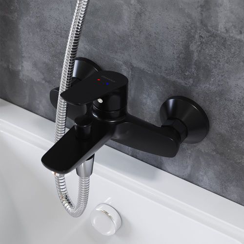 Смеситель для ванны и душа Damixa Jupiter 771000301 настенный черный