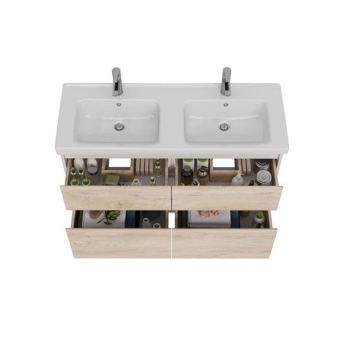 Тумба под раковину LeMark Combi LM03C125T-dub 120х40 напольная цвет бежевый/белый - фото 3