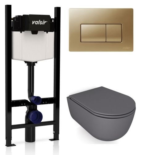 Комплект унитаз с инсталляцией и клавишей смыва Valsir KIT VSMG 7334GM Slim P1