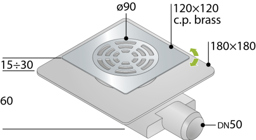 Душевой трап OMP Tea Tirana 2665.591.8 10х10 хром - фото 3