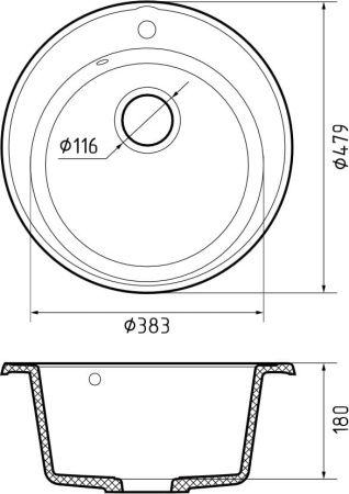 Кухонная мойка Granfest Quarz 08 темно-серый 50х50 цвет серый поверхность матовая