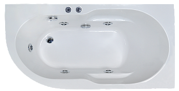Ванна акриловая Royal Bath AZUR RB614203ST-R 170х80 пристенная асимметричная с каркасом