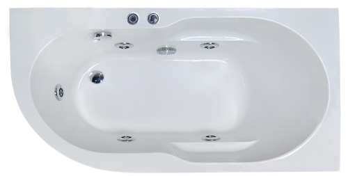 Ванна акриловая Royal Bath AZUR RB614203ST-R 170х80 пристенная асимметричная с каркасом