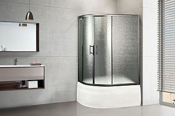 Душевой уголок Royal Bath BK RB8120BK-C-BL-R-Practic 120х80 стекло рифленое профиль черный с поддоном