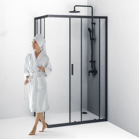 Душевой уголок Am.Pm Gem S W93G-404-120290-BT 120х90 стекло прозрачное профиль черный без поддона