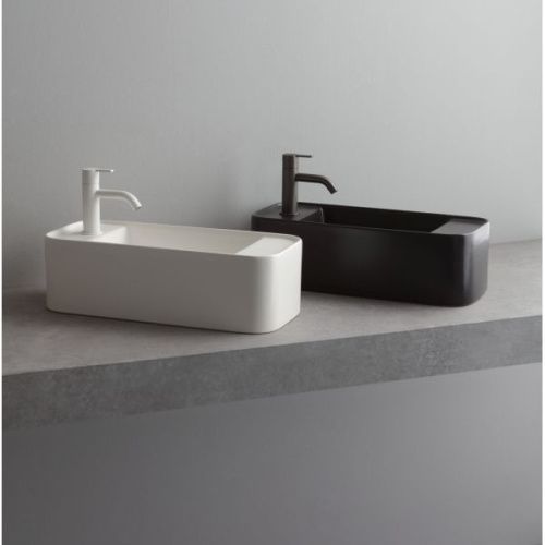 Раковина керамическая White Ceramic Geo Mini W7107F05 50х20 накладная цвет черный - фото 2