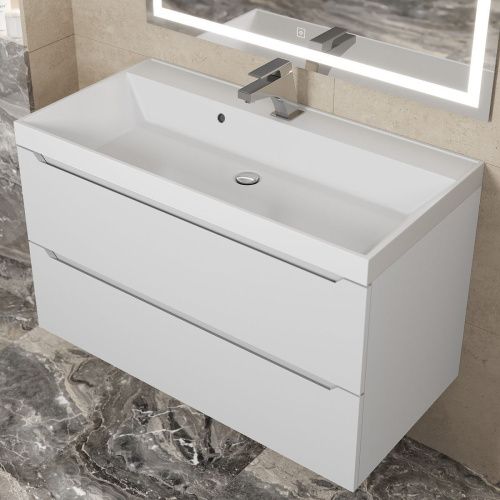 Раковина из искусственного камня Uperwood Classic 291020338 90х50 полувстраиваемая цвет белый - фото 4