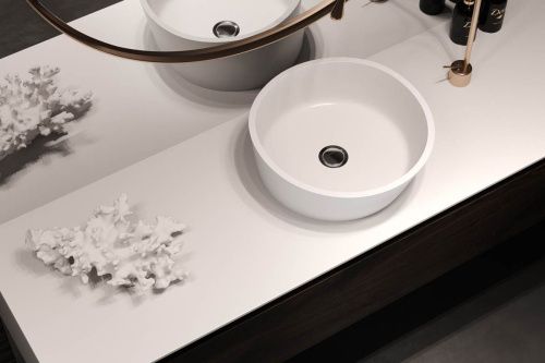 Раковина из искусственного камня Holbi ALMATEA 2.02.002.44.4 40х40 накладная цвет серый - фото 2