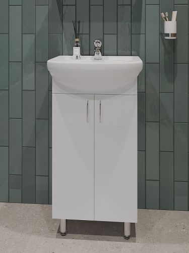 Тумба с раковиной Orange Лайт LA-45TUW+RA 50х40 напольная цвет белый - фото 2