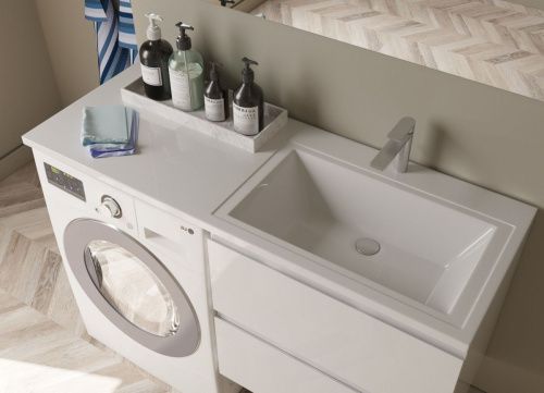 Раковина из искусственного камня Эстет Даллас ФР-00002167 130х50 накладная цвет белый 1 отверстие под смеситель - фото 4