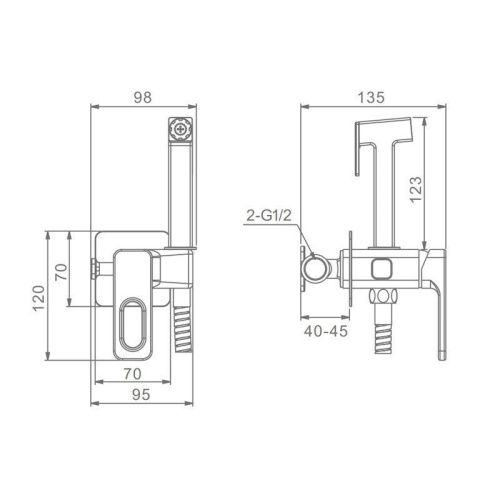 Гигиенический душ со смесителем Raglo R51 R51.52.09 серый - фото 2