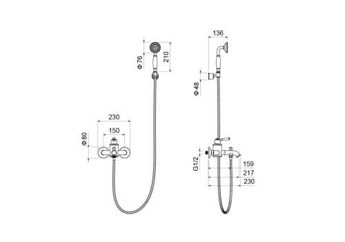 Смеситель для ванны Aquatek КЛАССИК AQ1549PG настенный золото - фото 3