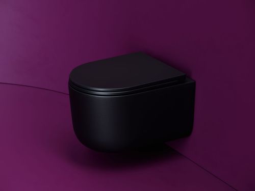 Унитаз подвесной Ceramica Nova ULMA CN4006TMB черный с сиденьем микролифт безободковый смыв торнадо - фото 2