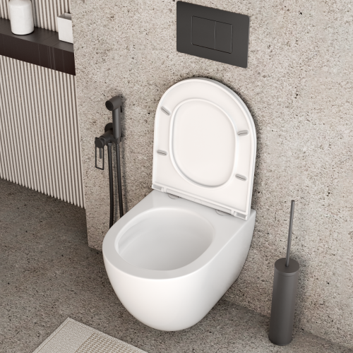 Унитаз подвесной Grossman Торнадо GR-4455SQC белый с сиденьем микролифт безободковый смыв торнадо - фото 4