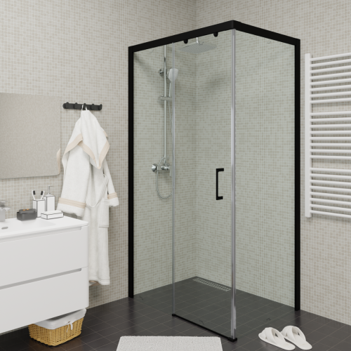 Душевой уголок Cerutti SPA VITO110B-L 110х80 стекло прозрачное профиль черный без поддона - фото 4