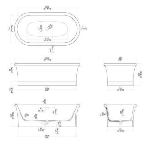 Ванна из искусственного камня Devon Devon Celine CELINEWH 180х90 встраиваемая прямоугольная - фото 2
