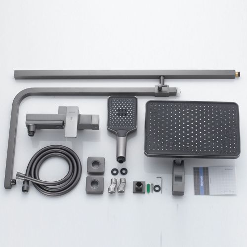 Душевая стойка Shevanik S4636T настенная цвет оружейная сталь - фото 4