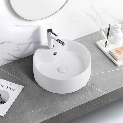 Раковина керамическая Abber BEQUEM AC2104 40х40 накладная цвет белый 1 отверстие под смеситель - фото 3