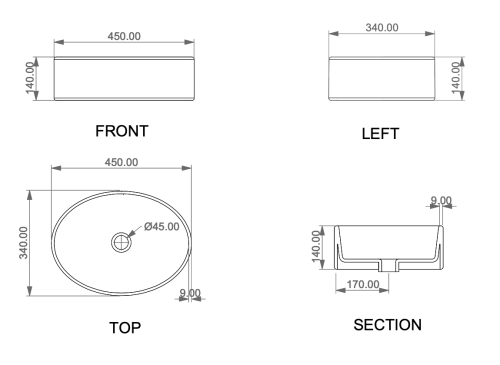 Раковина керамическая GSG Ceramic Design Like LKLAVFSBF45000 50х30 накладная цвет белый без отверстий под смеситель - фото 2