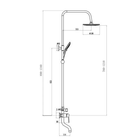 Душевая стойка Fmark FM2401 настенная цвет хром
