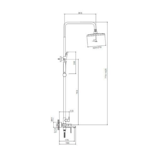 Душевая стойка Splenka S06.24.06 настенная цвет черный - фото 3