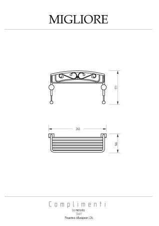 Полка-решетка одинарная с двумя крючками Migliore COMPLEMENTI 22027