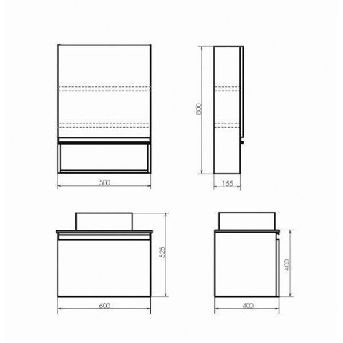 Тумба с раковиной Comforty Эдинбург 00-00002782CF 60х40 подвесная цвет серый - фото 2