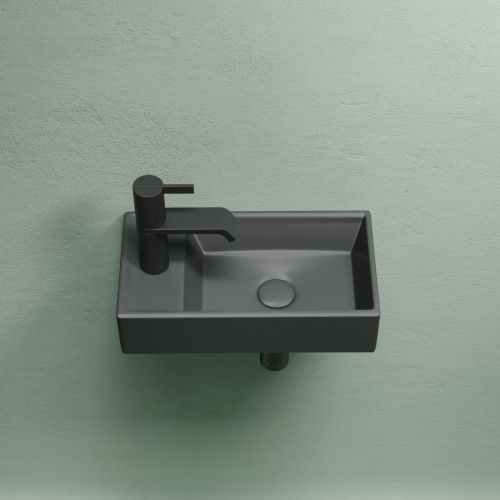 Раковина из сантехнического фарфора Ceramica Nova ELEMENT CN6051RMDH 40х20 подвесная цвет черный 1 отверстие под смеситель - фото 4